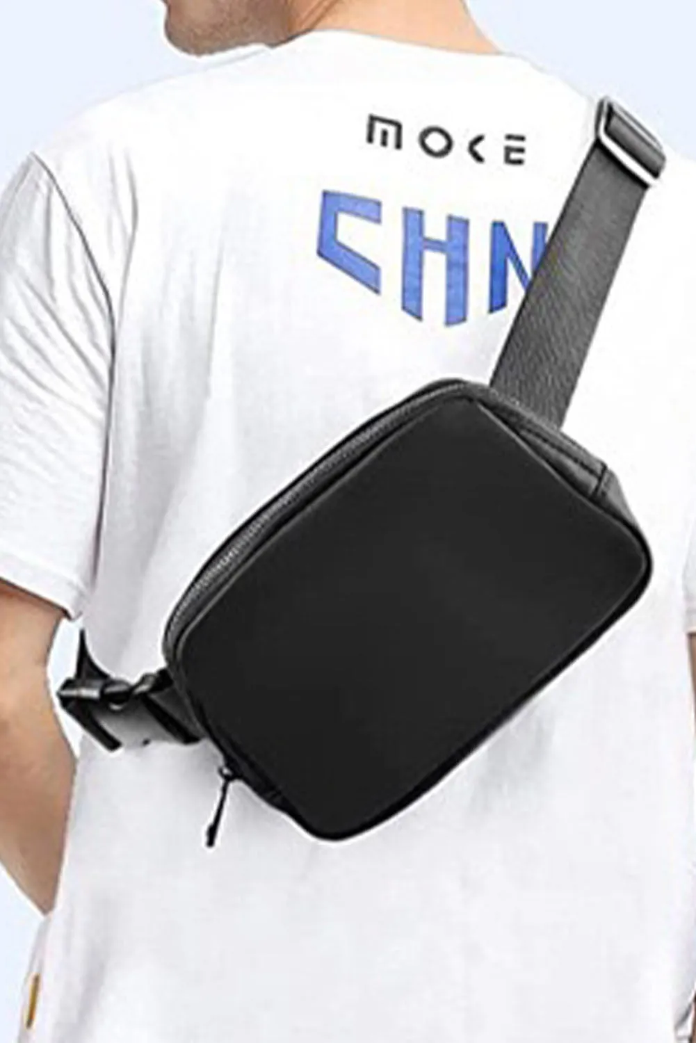 Black Waterproof Zipped Crossbody Chest Bag 20*5*14cm