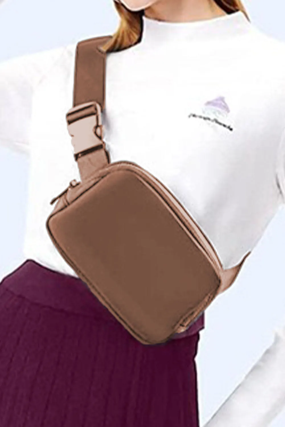 Black Waterproof Zipped Crossbody Chest Bag 20*5*14cm