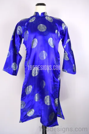 Blue Brocade Ao Dai Men -  Áo Dài Gấm Xanh Nam