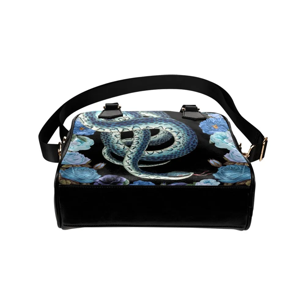 Blue Snakes Flowers Bowler Bag Purse