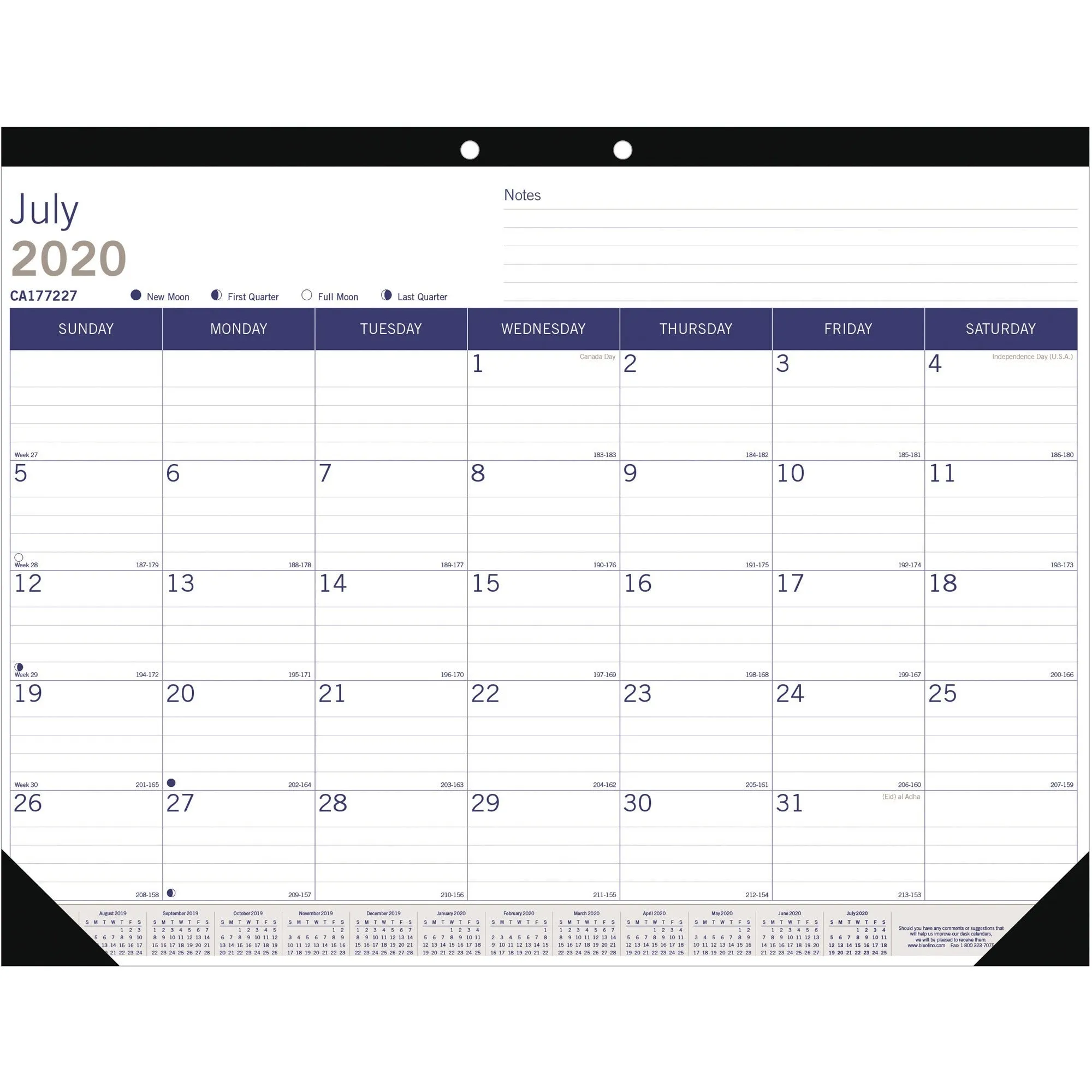 Blueline DuraGlobe Academic Monthly Desk Pad
