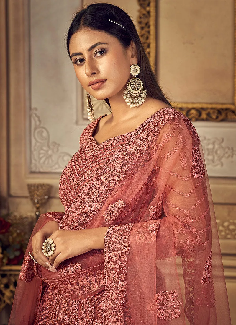 Blush Peach Embroidery Designer Wedding Lehenga Choli