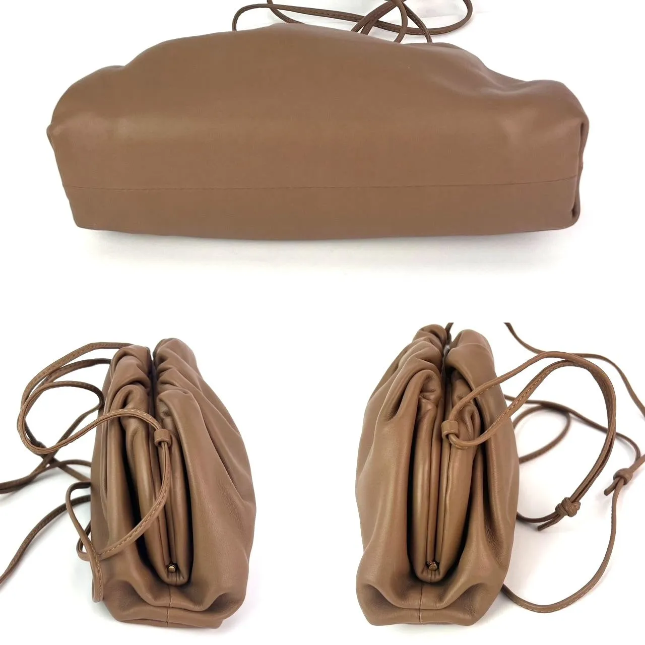 Bottega Veneta Mini Pouch Beige Leather Crossbody Clutch Bag