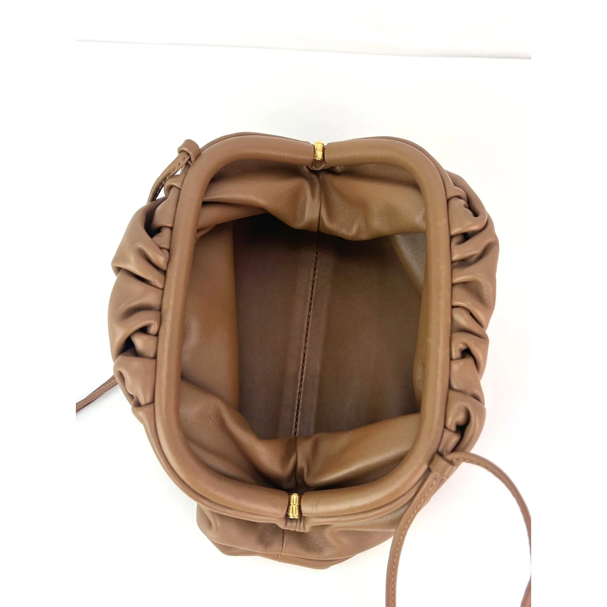 Bottega Veneta Mini Pouch Beige Leather Crossbody Clutch Bag