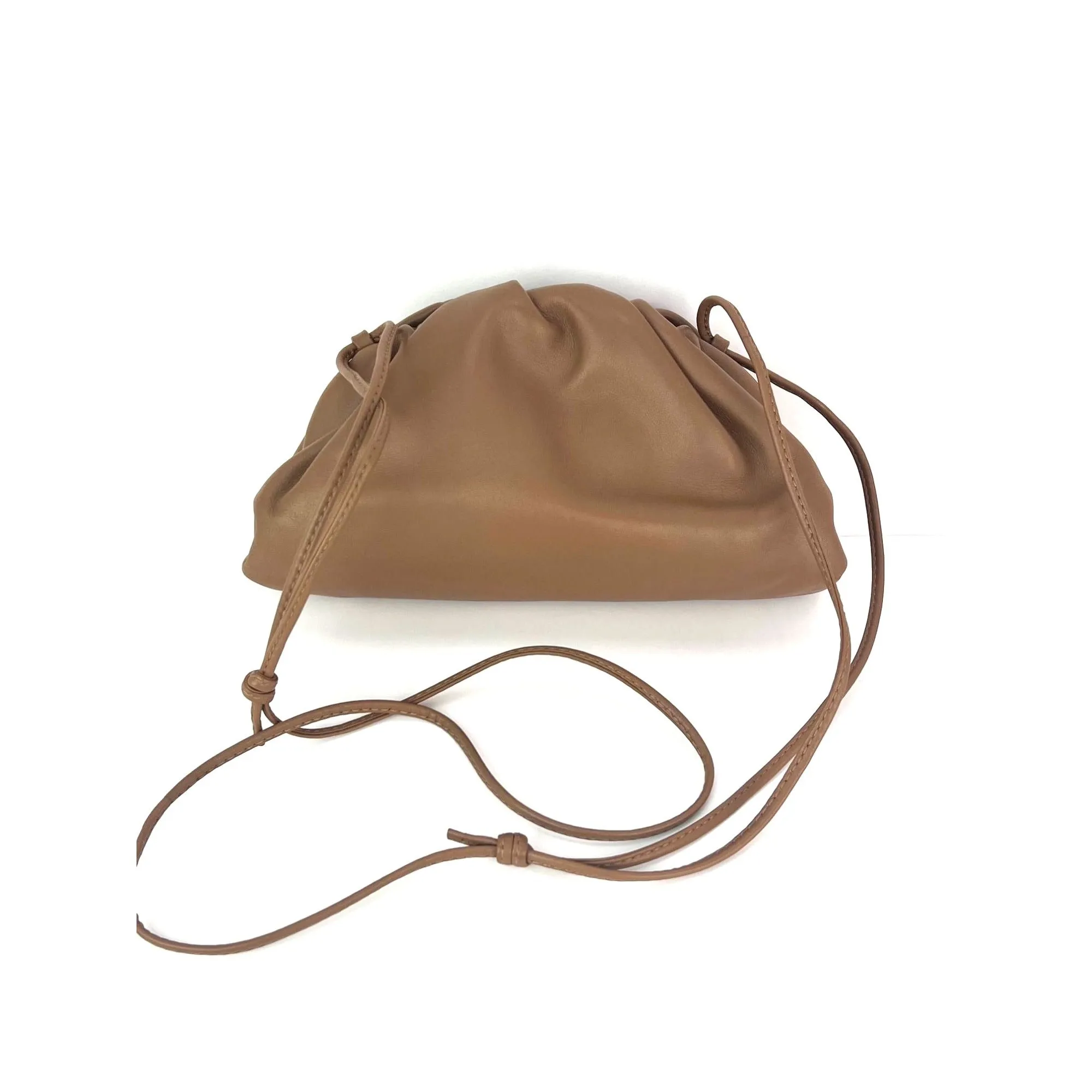 Bottega Veneta Mini Pouch Beige Leather Crossbody Clutch Bag