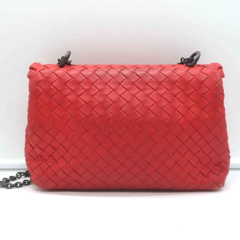 Bottega Veneta Olimpia Intrecciato Leather Small Crossbody Bag Red