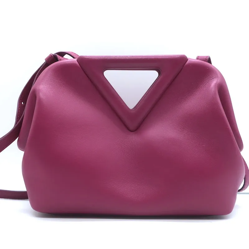Bottega Veneta Small The Point Triangle Crossbody Bag Magenta Leather