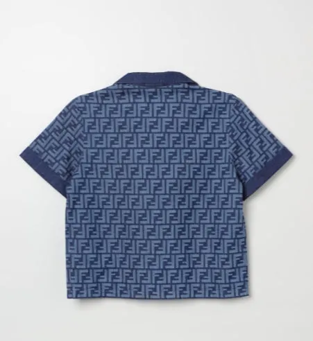 BOY SS SHIRT WITH TXT LOGO ON POCKET AND FF ALLOVER