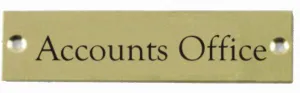Brass Accounts Office Sign