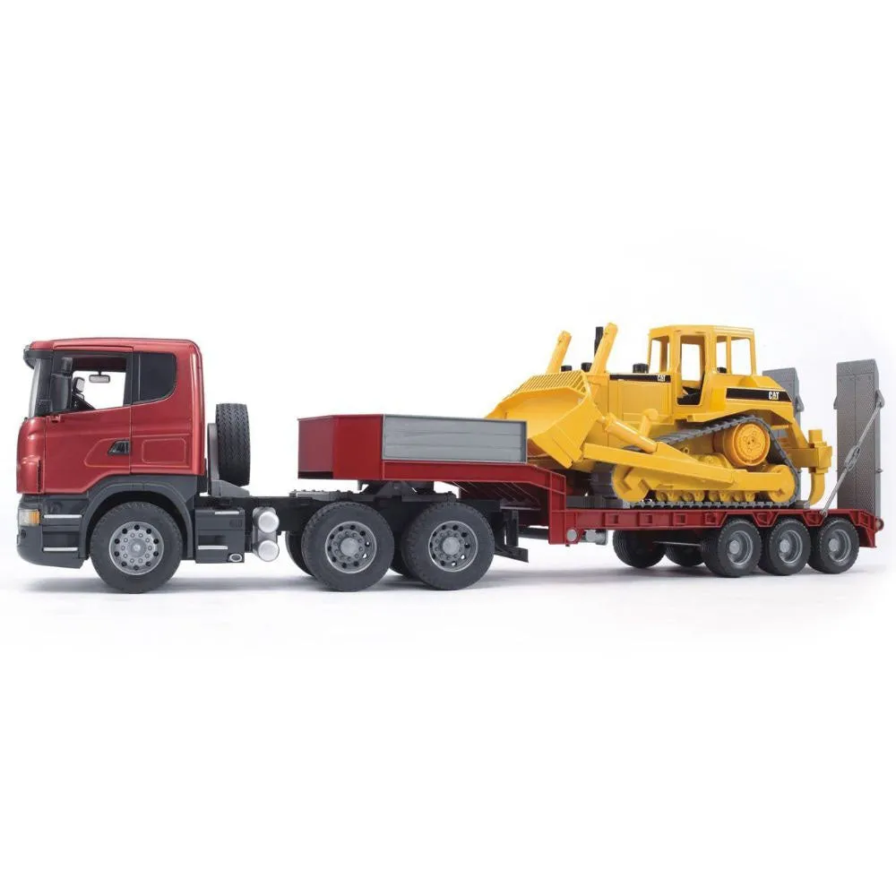 Bruder Scania R-Series Low Loader Truck with CAT Bulldozer