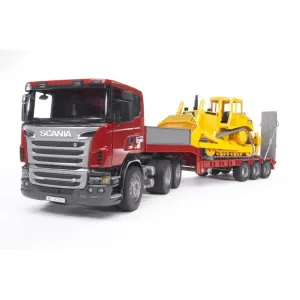 Bruder Scania R-Series Low Loader Truck with CAT Bulldozer