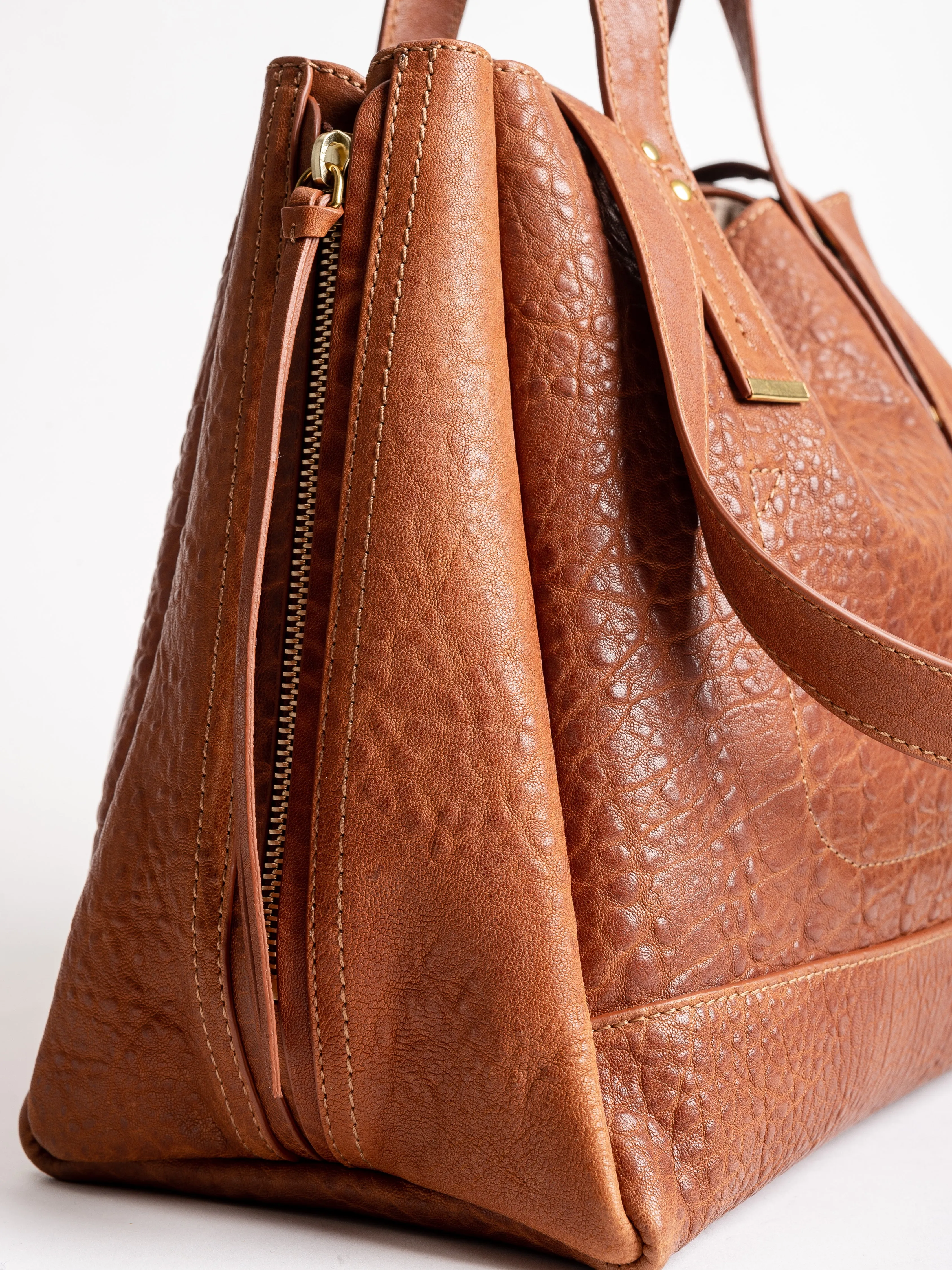 bubble lambskin tote - camel