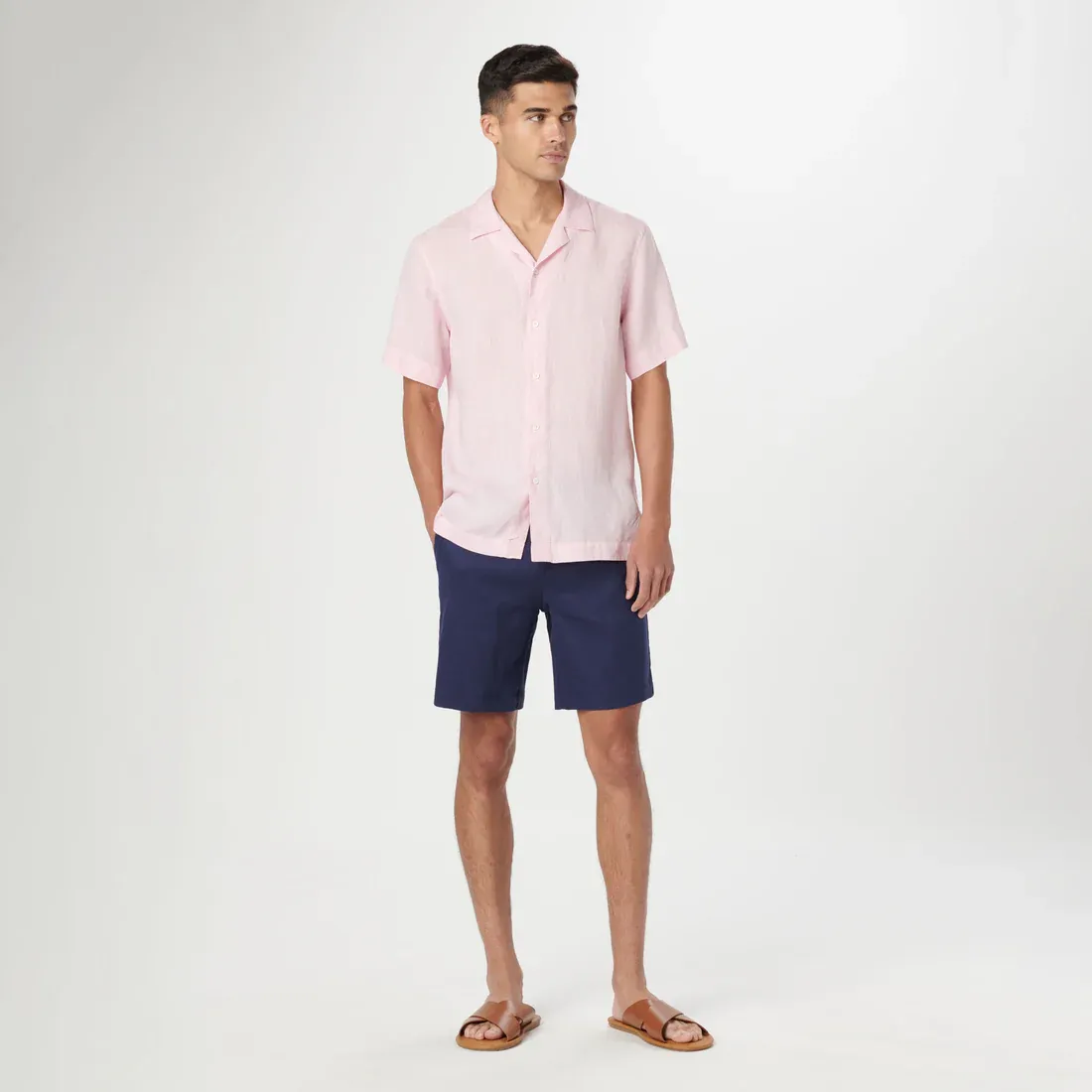 Bugatchi Jackson Short Sleeve Linen Shirt - Pink