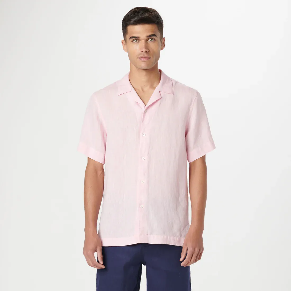 Bugatchi Jackson Short Sleeve Linen Shirt - Pink