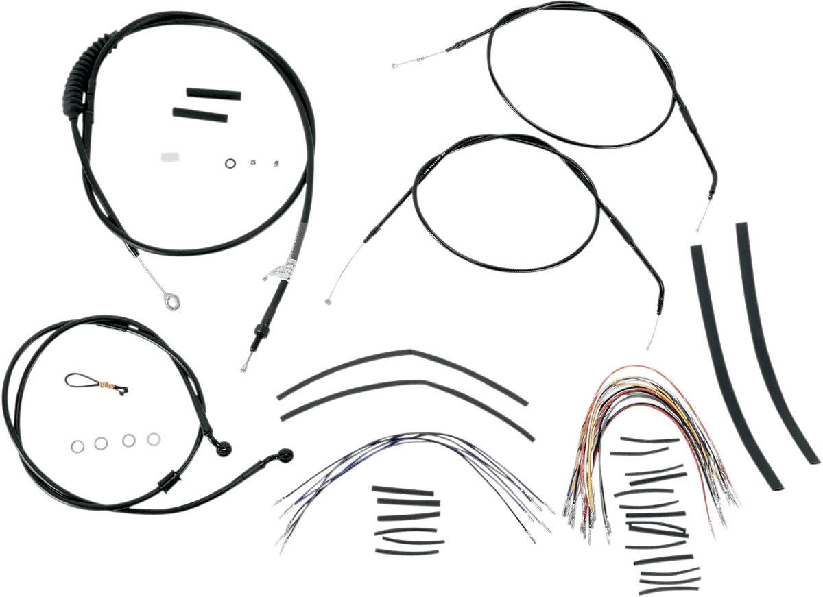 Burly Brand B30-1004 Extended Cable/Brake Line Kit for 14in. Ape Handlebars - Black Vinyl
