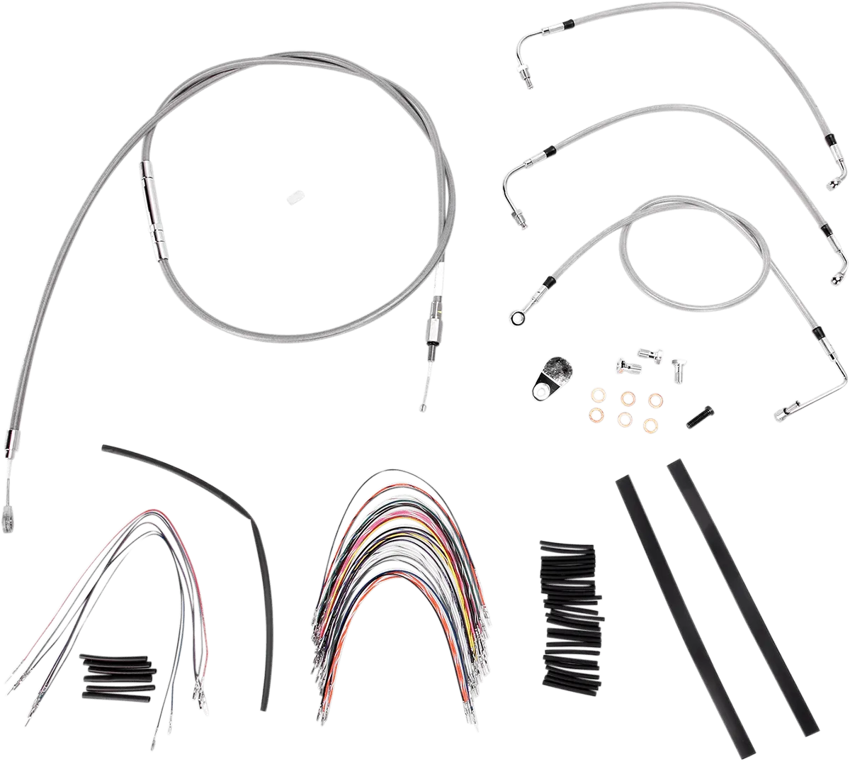 Burly Brand B30-1093 Extended Cable/Brake Line Kit for 18in. Gorilla Handlebars - Stainless Steel