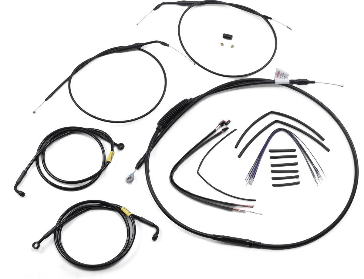 Burly Brand B30-1203 Extended Cable/Brake Line Kit for 14in. Ape Handlebars - Black