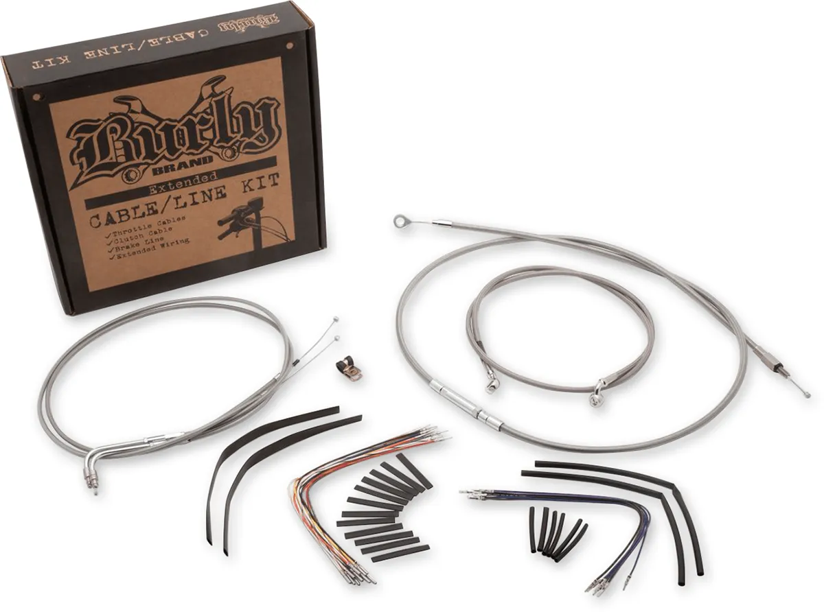 Burly Brand B30-1203 Extended Cable/Brake Line Kit for 14in. Ape Handlebars - Black