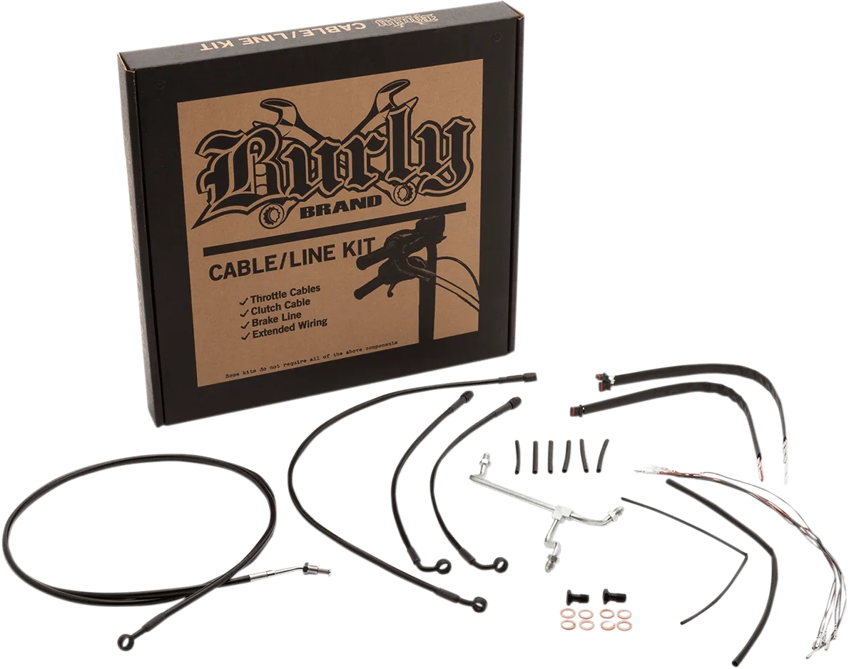 Burly Brand B30-1203 Extended Cable/Brake Line Kit for 14in. Ape Handlebars - Black