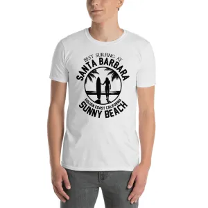 Buy Best Surfing at Santa Barbara  Golden Coast California Sunny Beach T-Shirt for Men in White