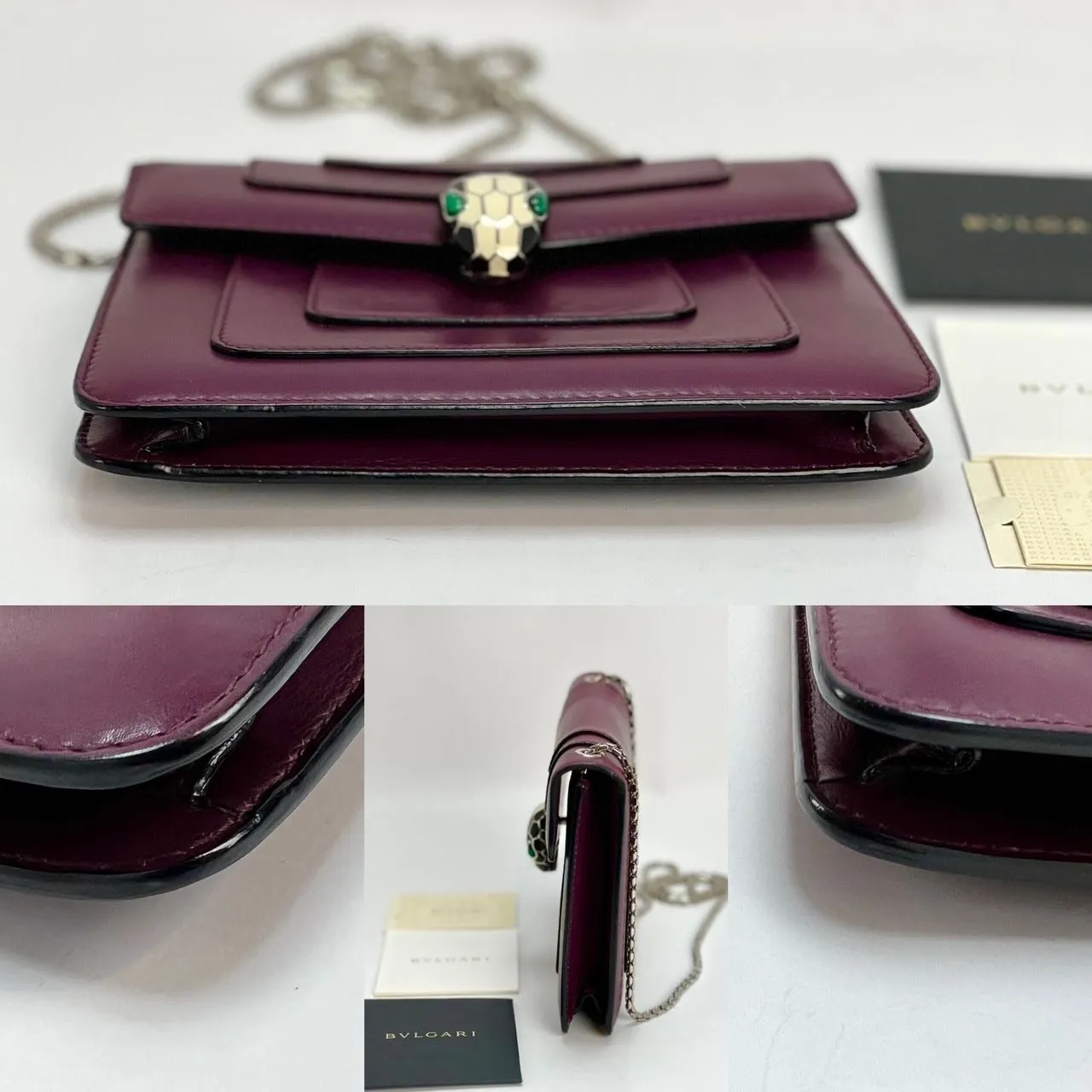 Bvlgari Calfskin Small Serpenti Forever Snake Plum Crossbody Bag