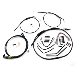 Cable Kit - Jail Bar - 14" Handlebars - Black Vinyl for Harley Davidson 96-05 models