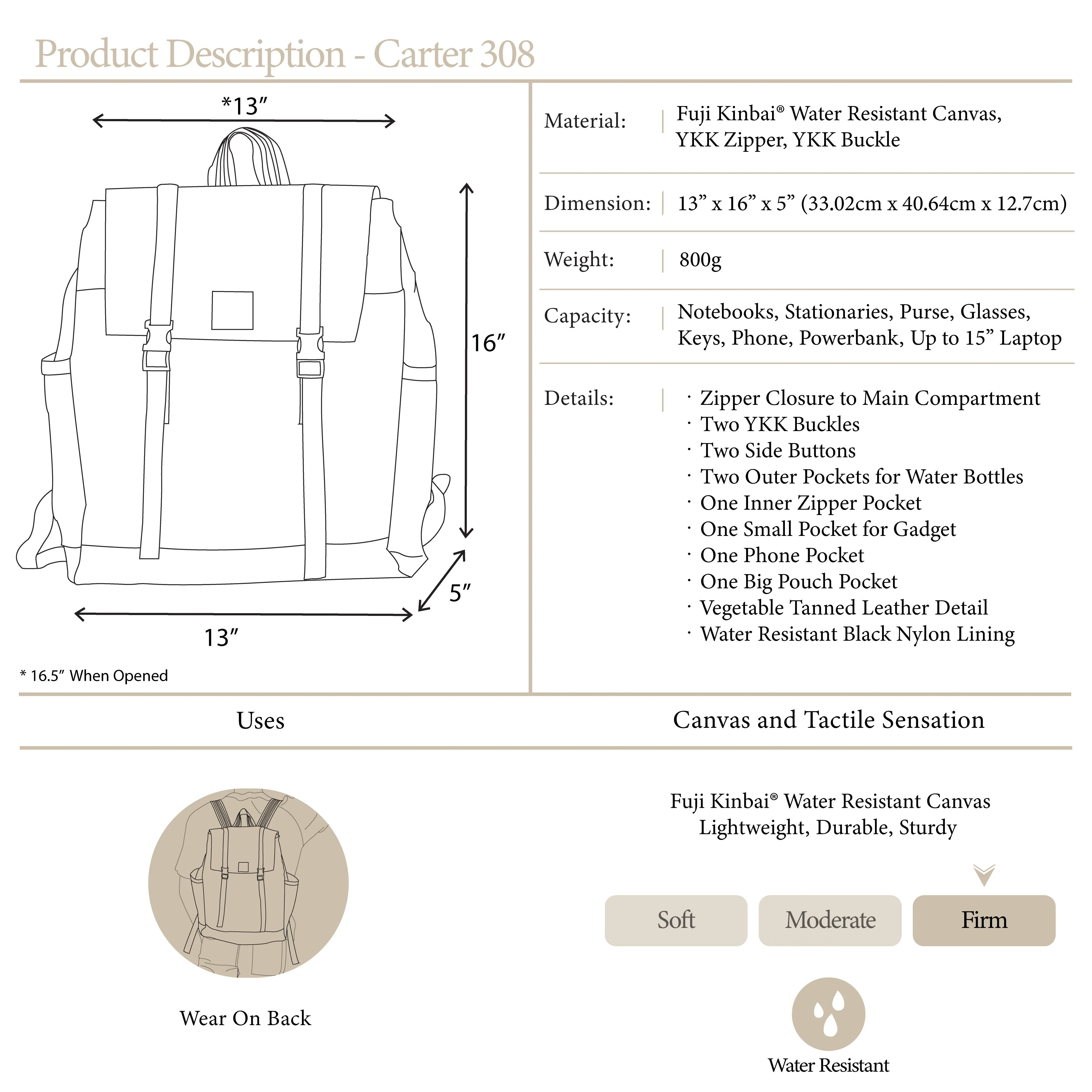 Carter 308 Charcoal Navy | Backpack
