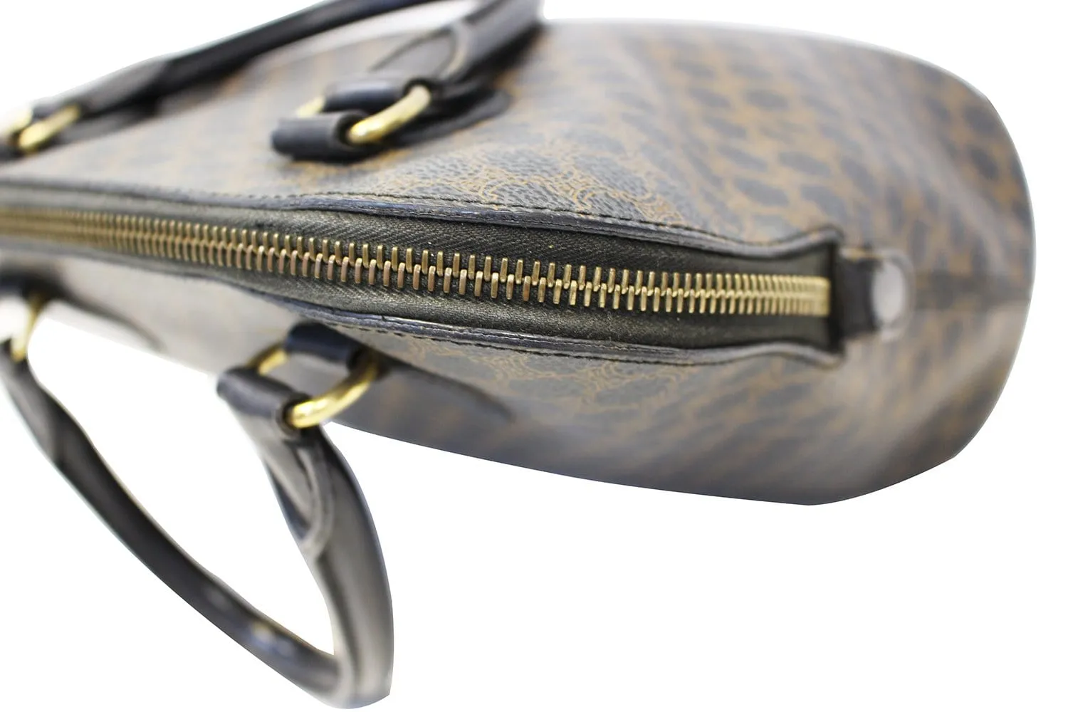 CELINE Macadam Pattern PVC Leather Black Satchel Bag