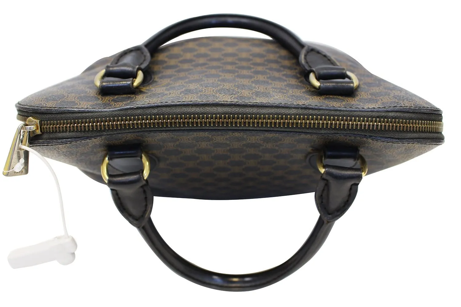 CELINE Macadam Pattern PVC Leather Black Satchel Bag