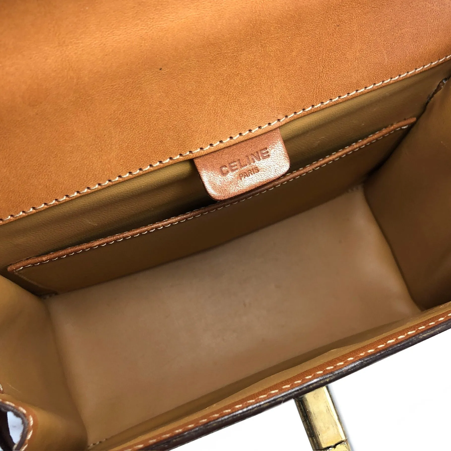 CELINE Macadam Turn lock Crossbody Shoulder bag Beige Vintage Old CELINE pm76z3