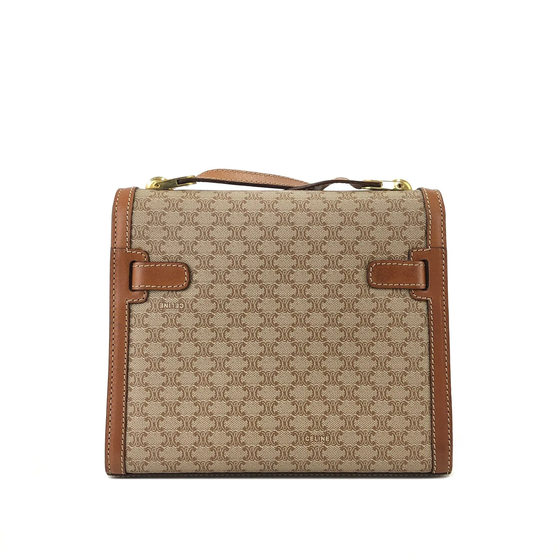 CELINE Macadam Turn lock Crossbody Shoulder bag Beige Vintage Old CELINE pm76z3