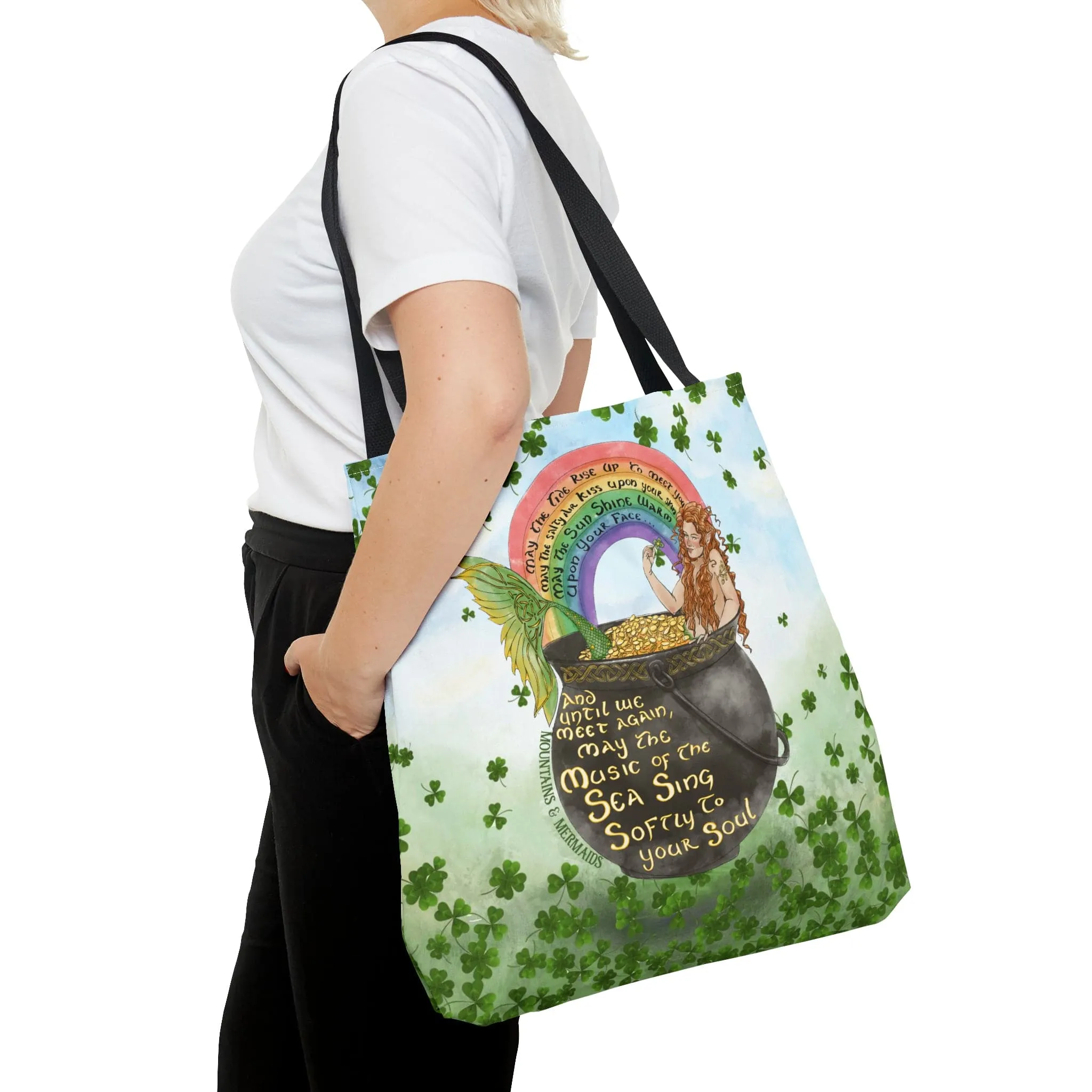 Celtic Mermaid Tote Bag Shamrock