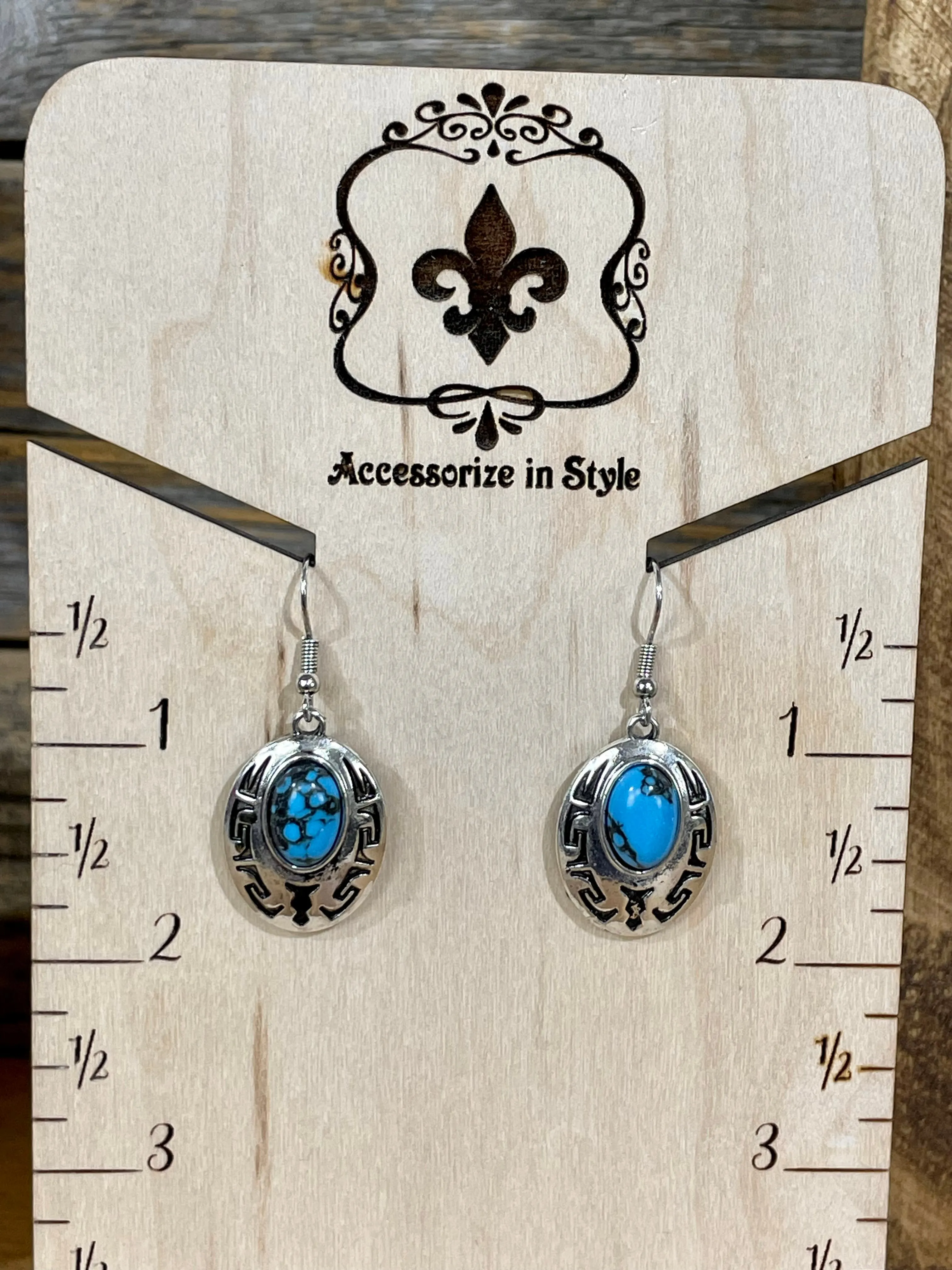 Cemani Fashion Navajo Blossom Necklace & Earrings With Shading - Turquoise