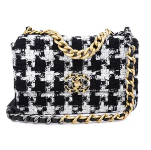 CHANEL 19 Small Flap Bag in Ribbon Houndstooth Tweed