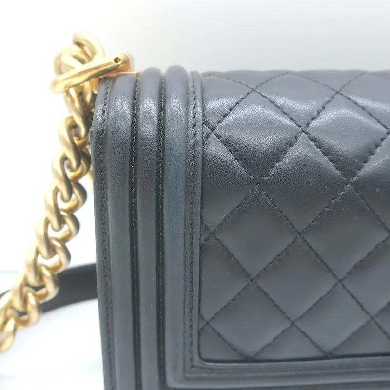Chanel 2016 Small Boy Bag Black Quilted Leather Crossbody