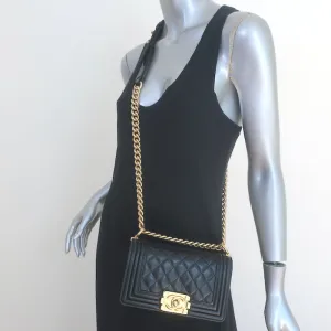 Chanel 2016 Small Boy Bag Black Quilted Leather Crossbody