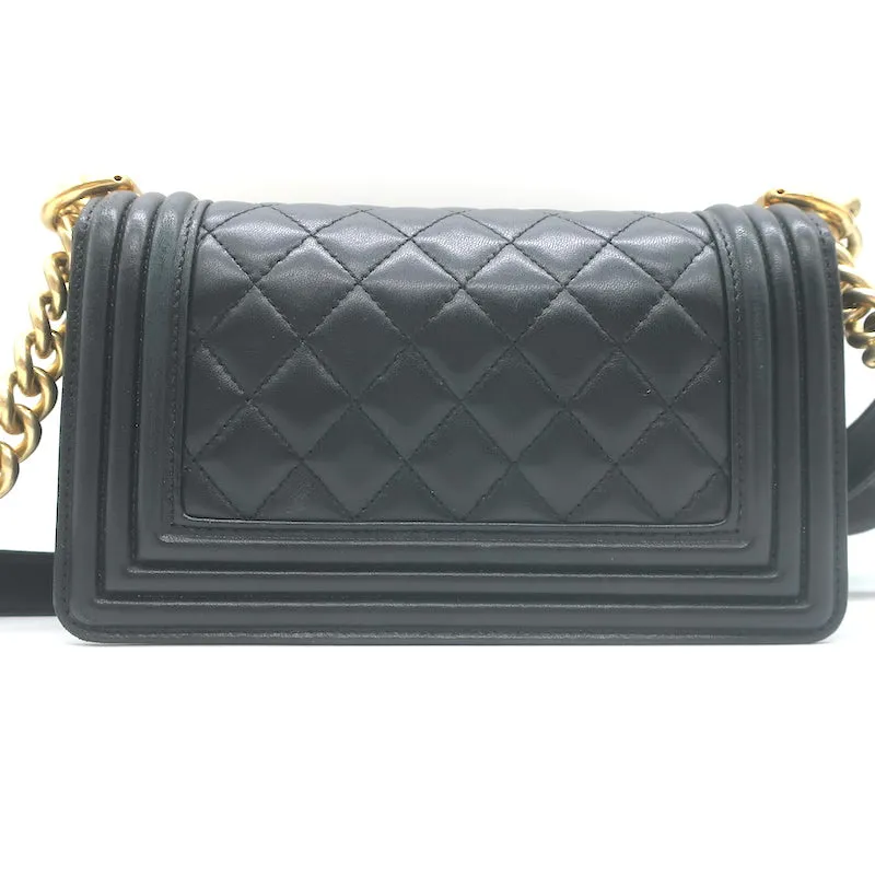 Chanel 2016 Small Boy Bag Black Quilted Leather Crossbody