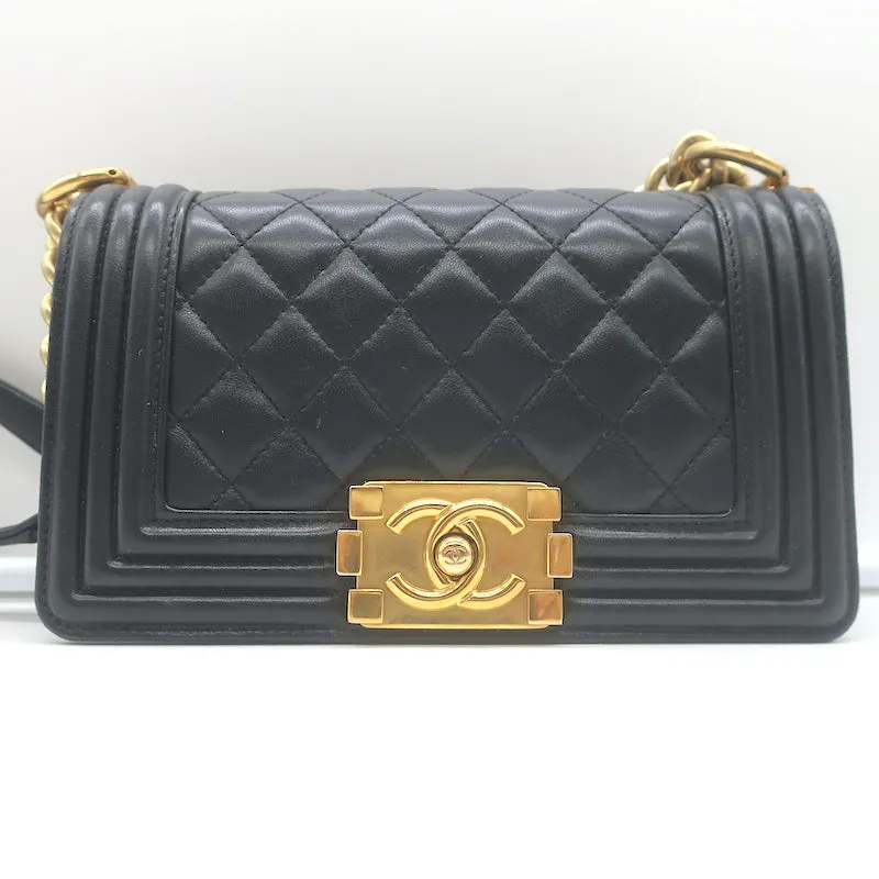 Chanel 2016 Small Boy Bag Black Quilted Leather Crossbody
