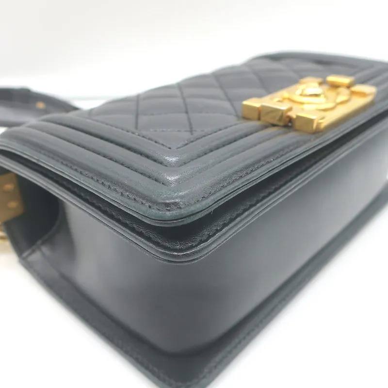 Chanel 2016 Small Boy Bag Black Quilted Leather Crossbody