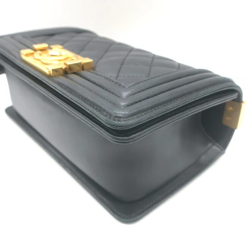 Chanel 2016 Small Boy Bag Black Quilted Leather Crossbody