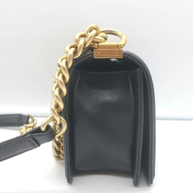 Chanel 2016 Small Boy Bag Black Quilted Leather Crossbody
