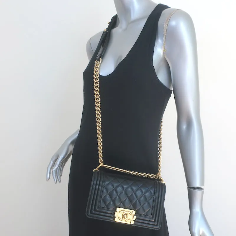 Chanel 2016 Small Boy Bag Black Quilted Leather Crossbody