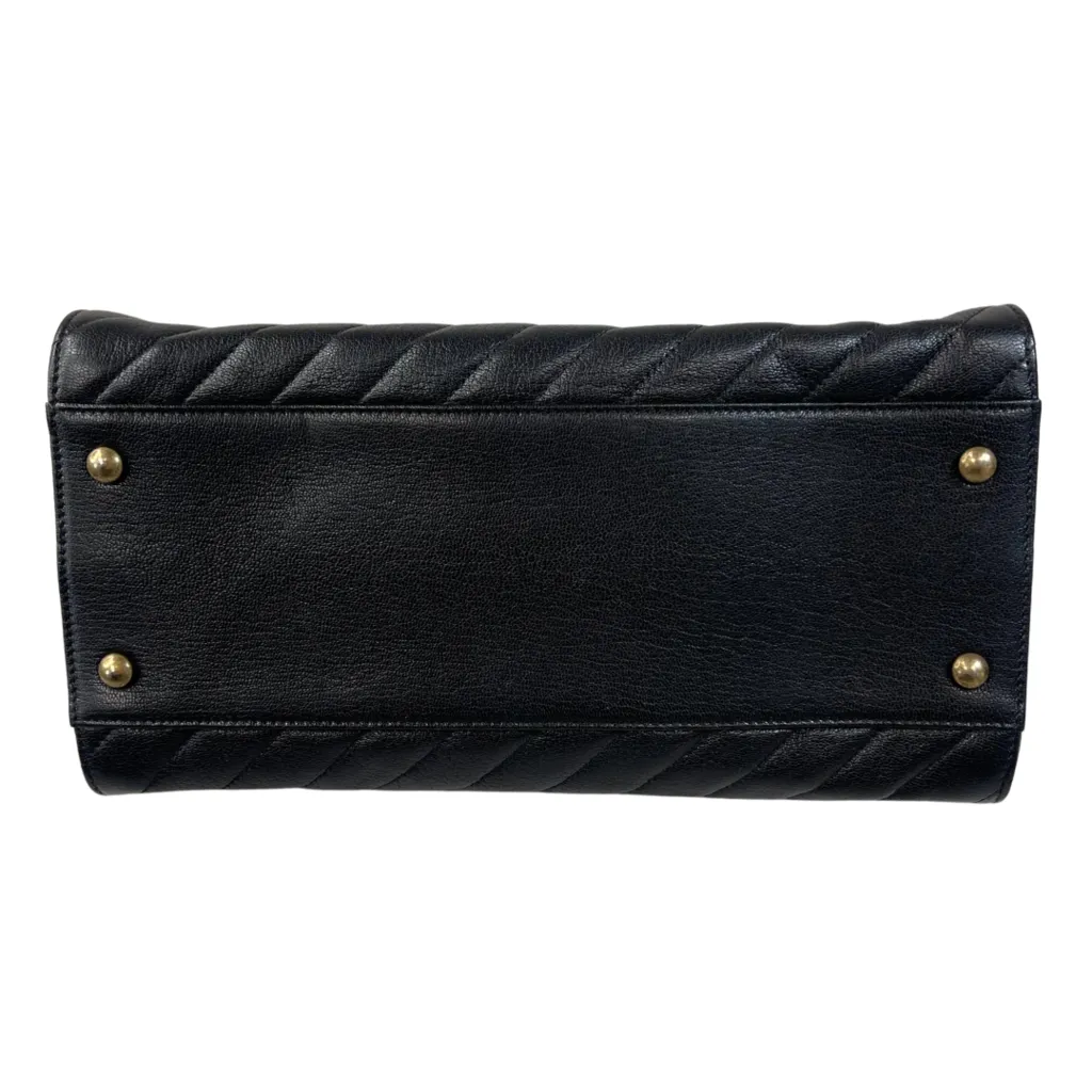 Chanel Black Chevron Lambskin Bowler Tote Mini