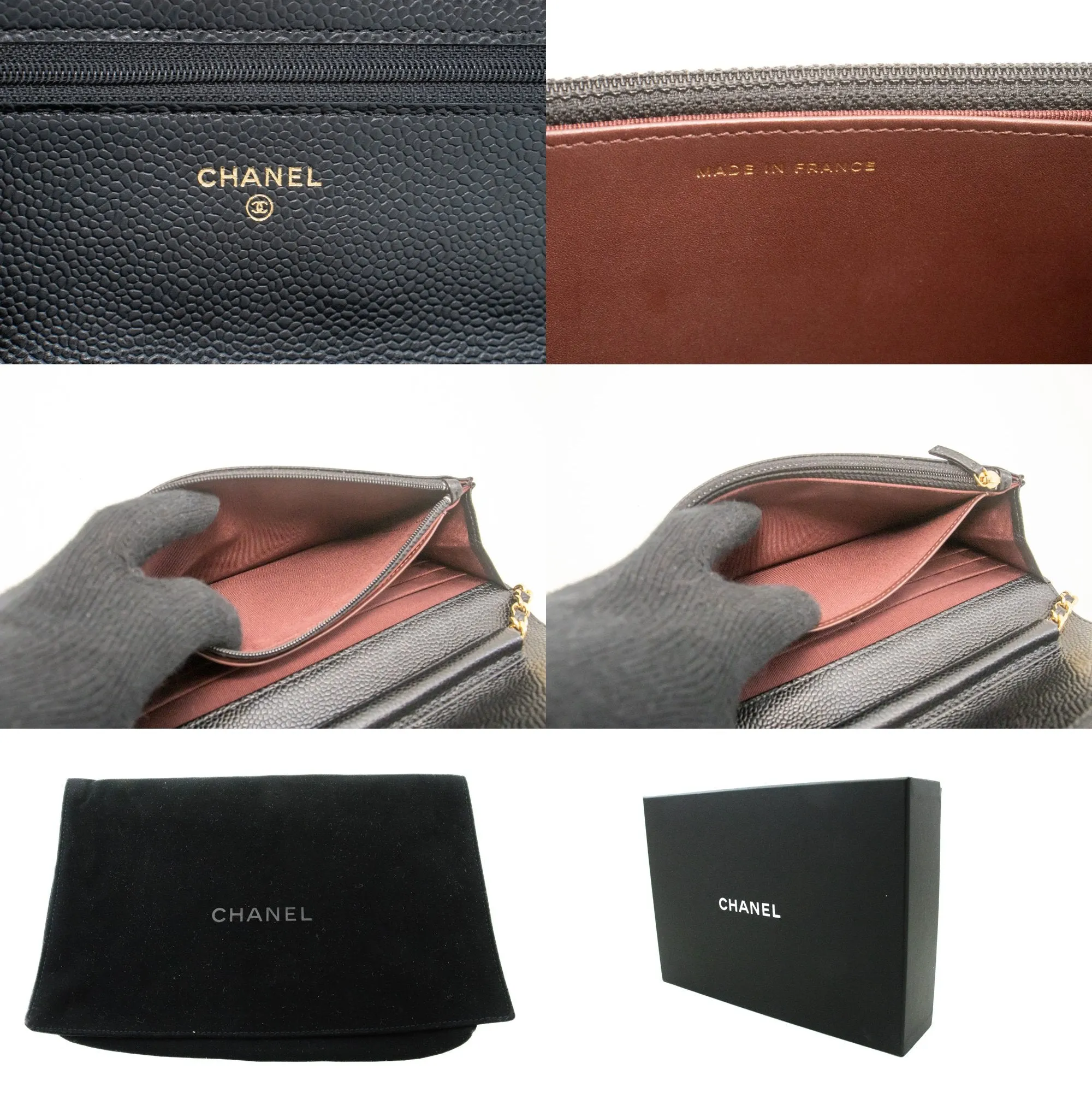 CHANEL Caviar Wallet On Chain WOC Black Shoulder Bag Crossbody n30