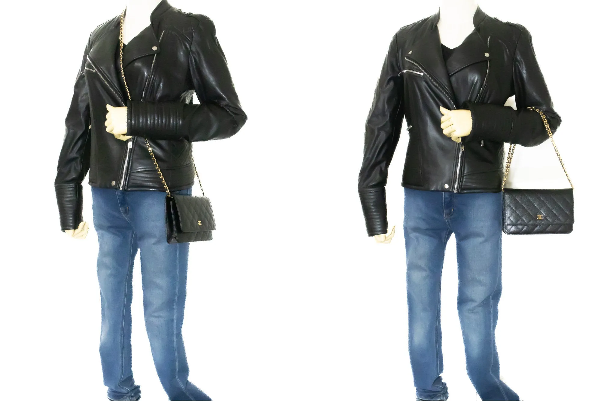 CHANEL Caviar Wallet On Chain WOC Black Shoulder Bag Crossbody n30