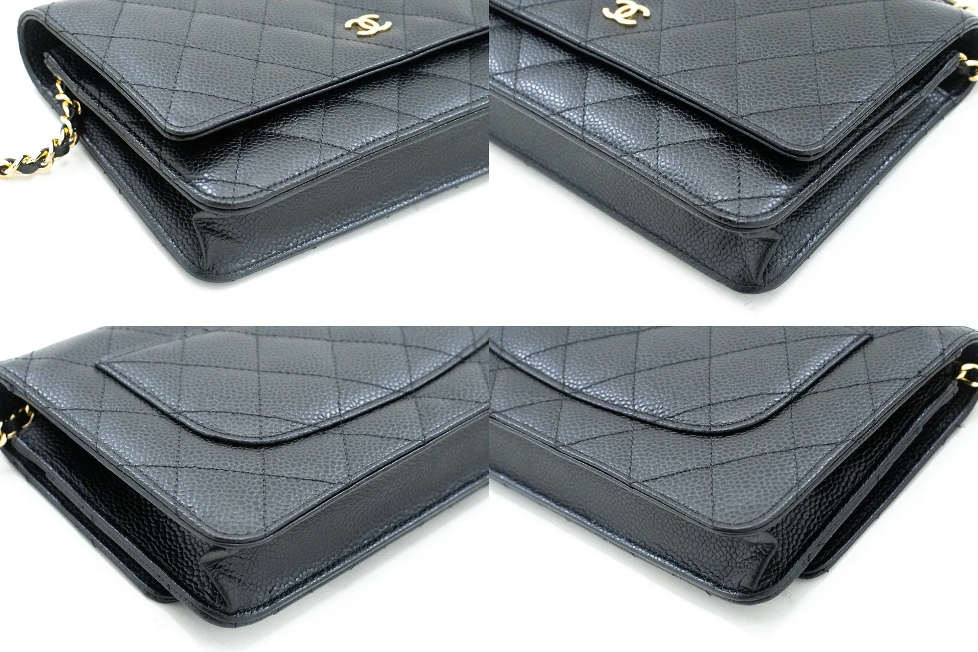 CHANEL Caviar Wallet On Chain WOC Black Shoulder Bag Crossbody n30