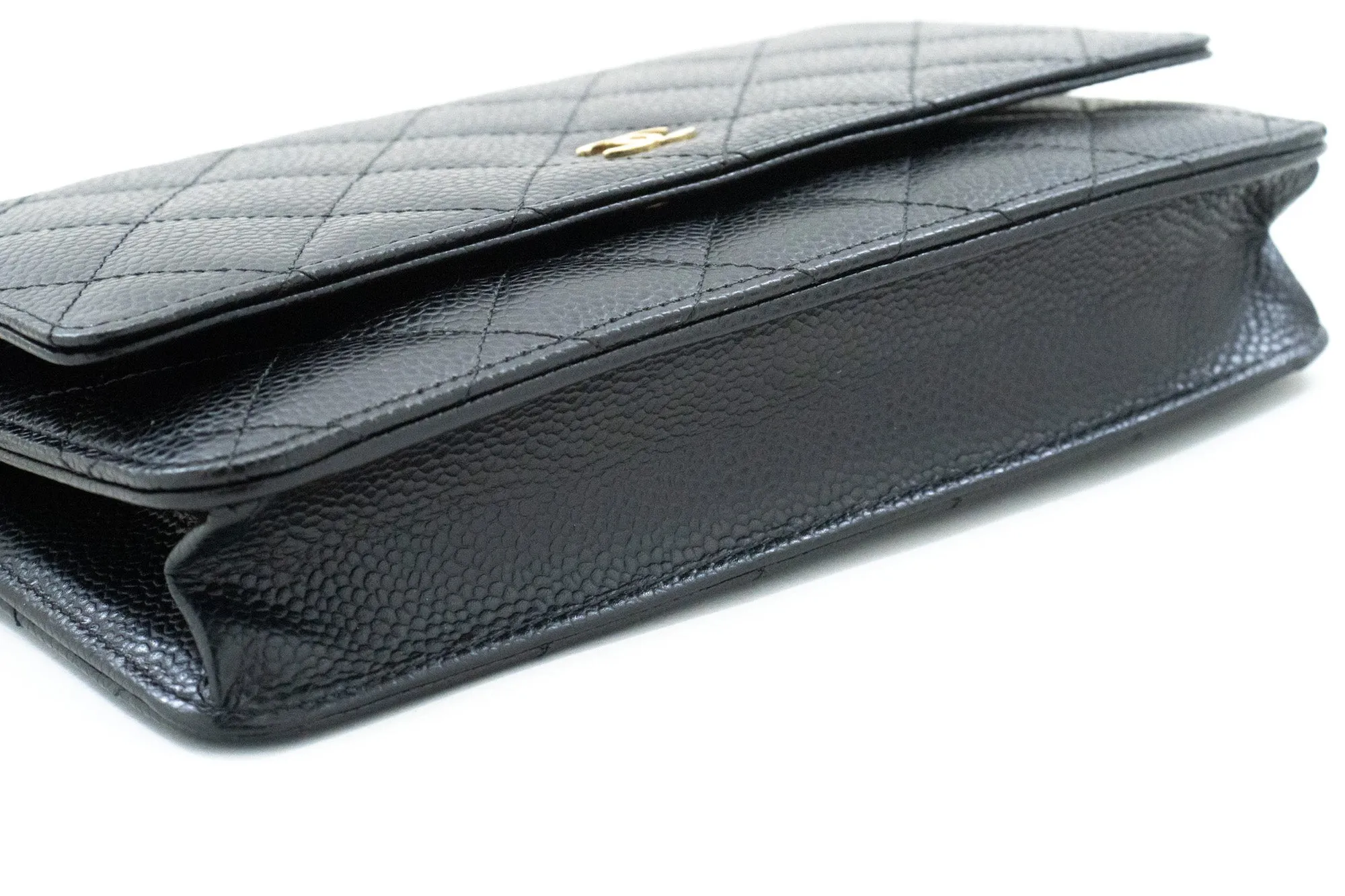 CHANEL Caviar Wallet On Chain WOC Black Shoulder Bag Crossbody n30