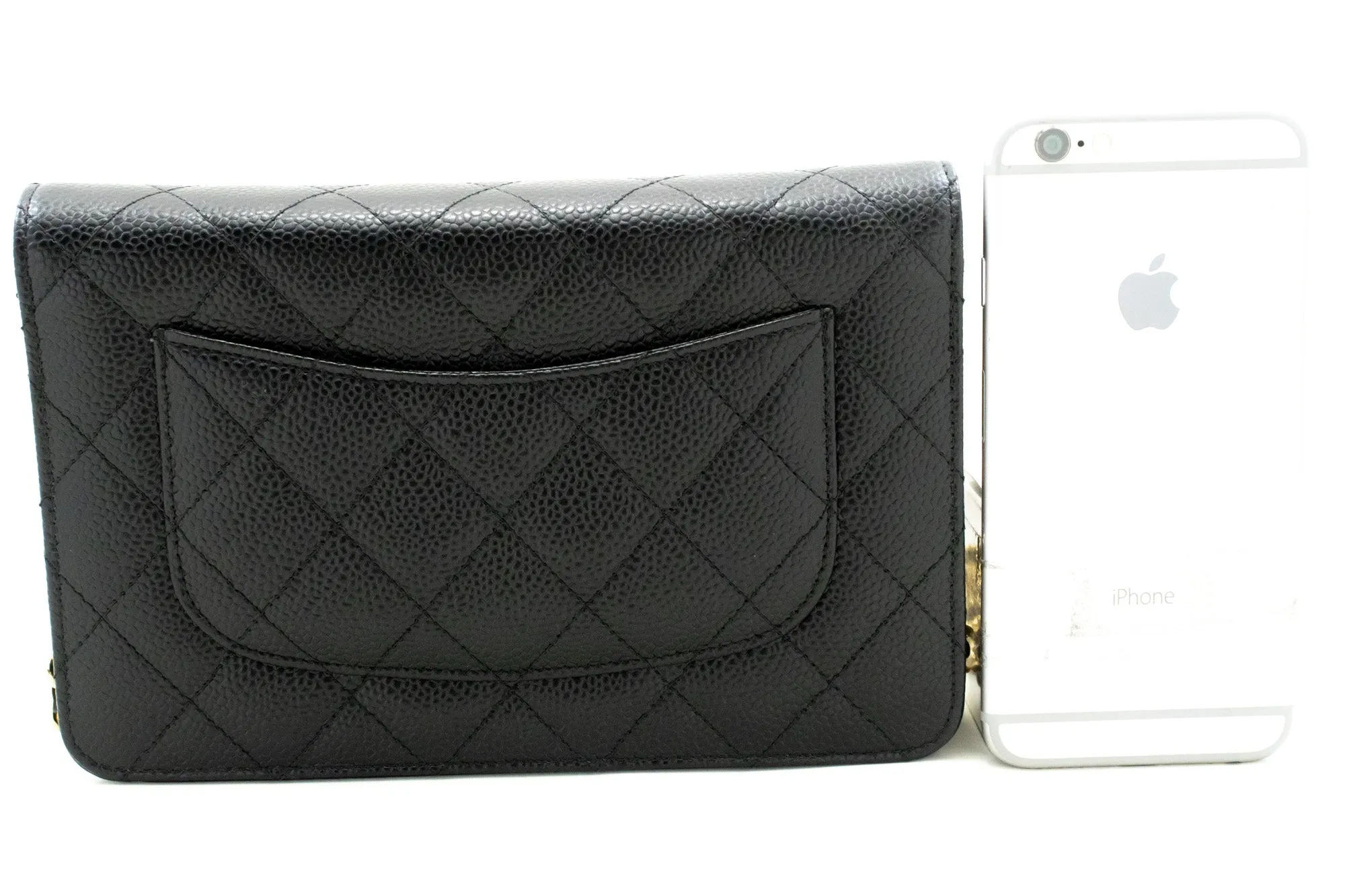 CHANEL Caviar Wallet On Chain WOC Black Shoulder Bag Crossbody n30