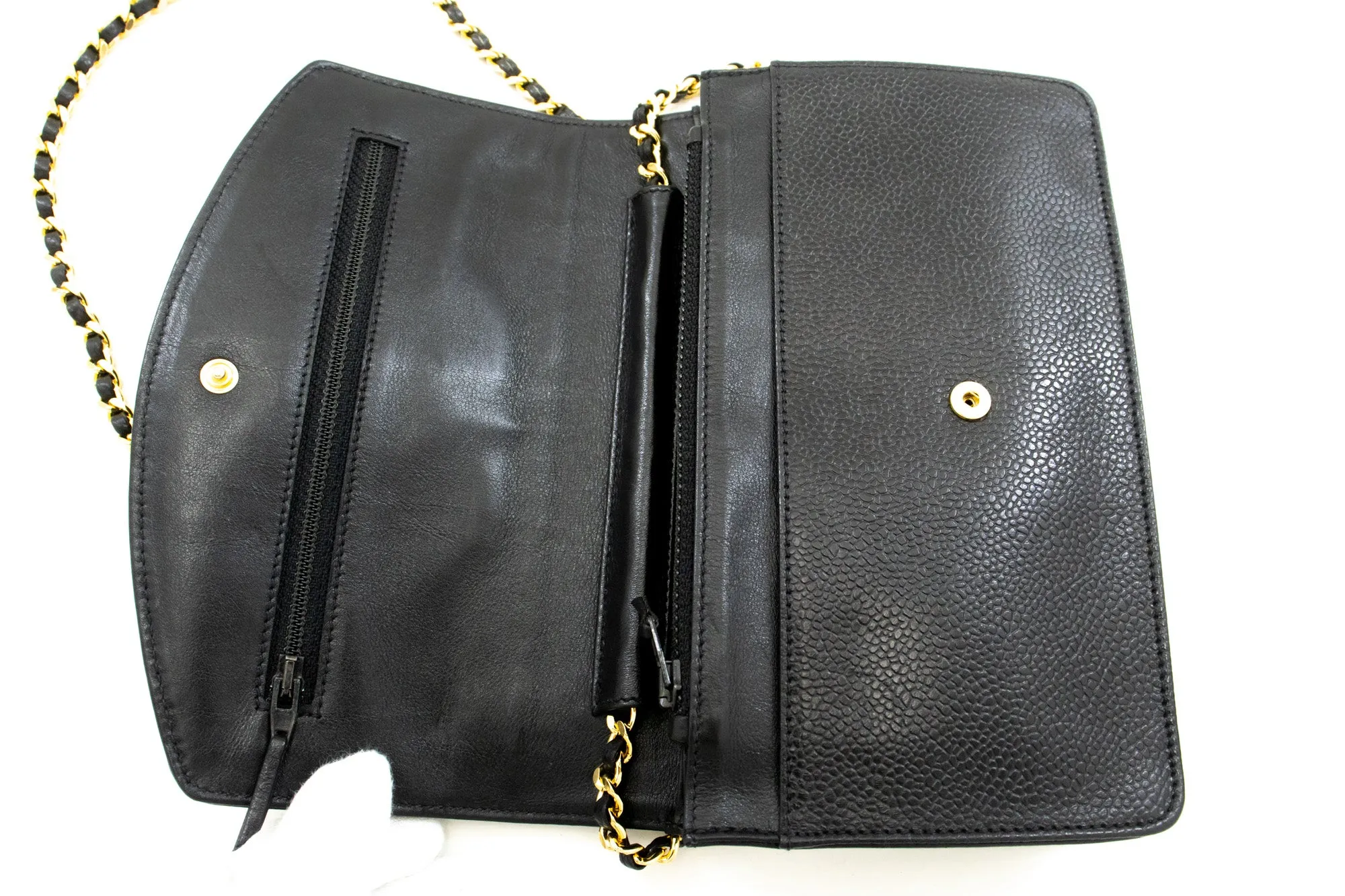 CHANEL Caviar Wallet On Chain WOC Black Shoulder Bag Crossbody n84