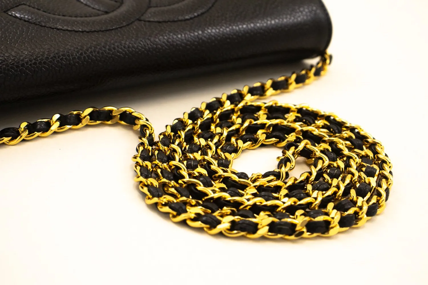 CHANEL Caviar Wallet On Chain WOC Black Shoulder Bag Crossbody n84
